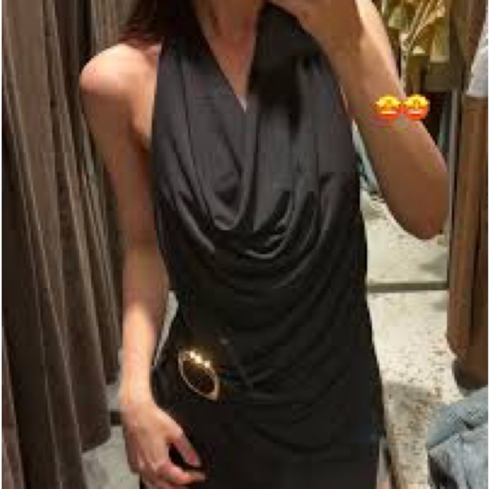 Zara Black Draped Tank Top with Buckle - Picture 2 of 2